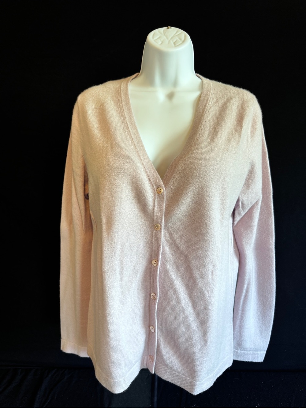 Pure Collection Pale Pink V-Neck Button Cardigan